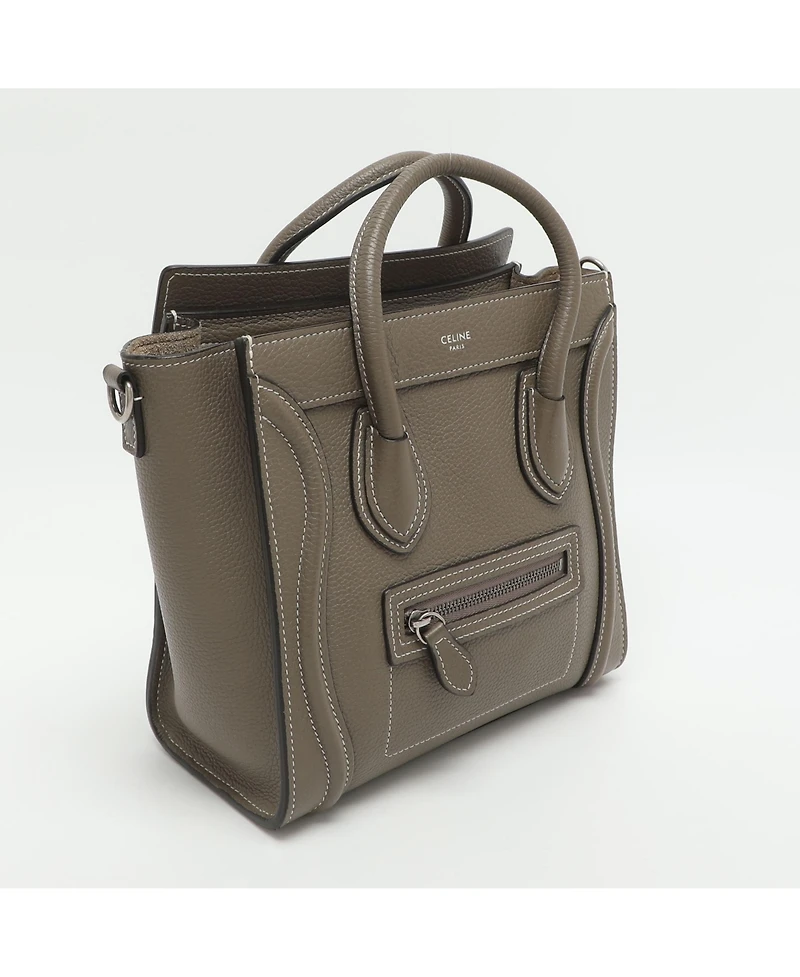Pre-Owned Celine Women's Nano Luggage Tote in Taupe Grained Leather