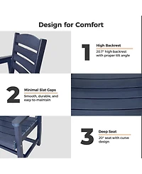 Hips All-Weather Outdoor Patio Dining Chair, Garden Backyard Armchair with Supportive Curved Backrest