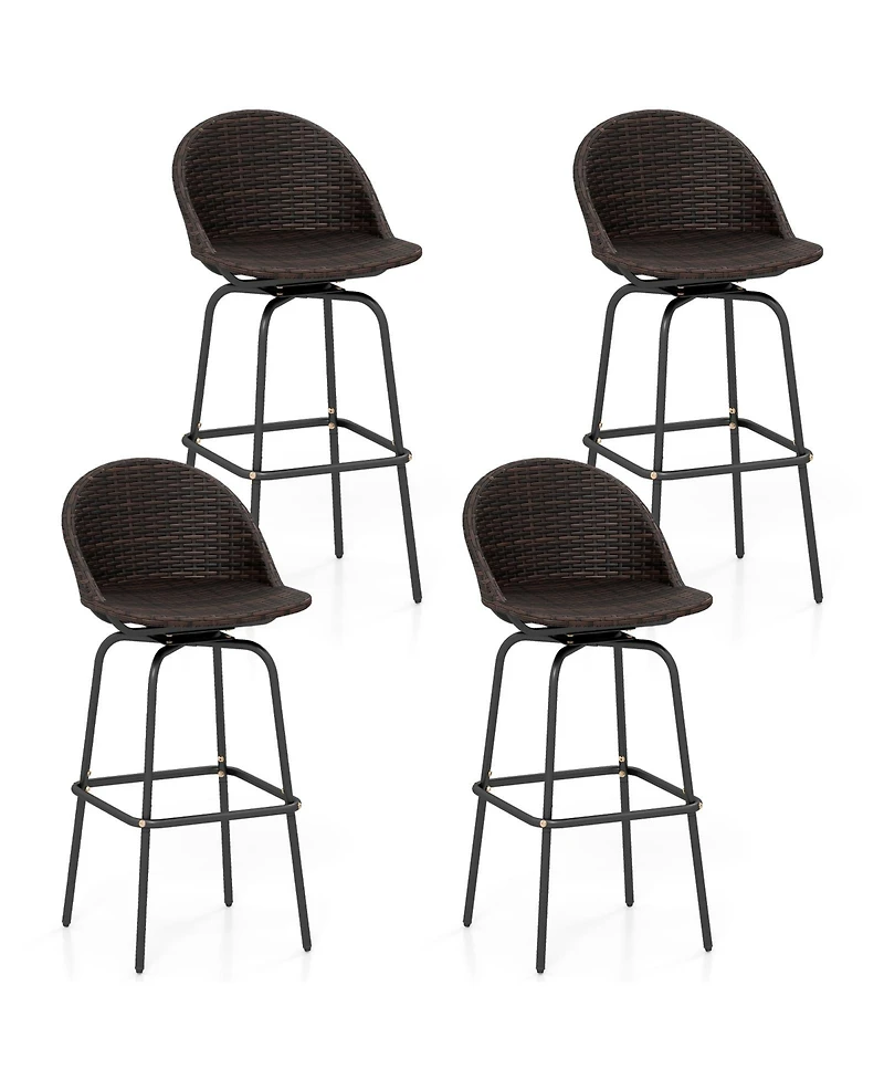 Gymax 30'' Patio Swivel Bar Stools w/400 Lbs Capacity Metal Frame Contoured Seat