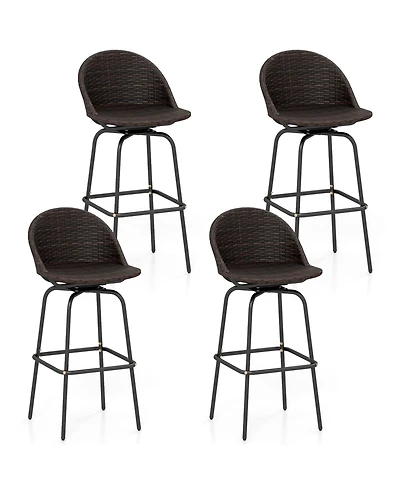 Gymax 30'' Patio Swivel Bar Stools w/400 Lbs Capacity Metal Frame Contoured Seat