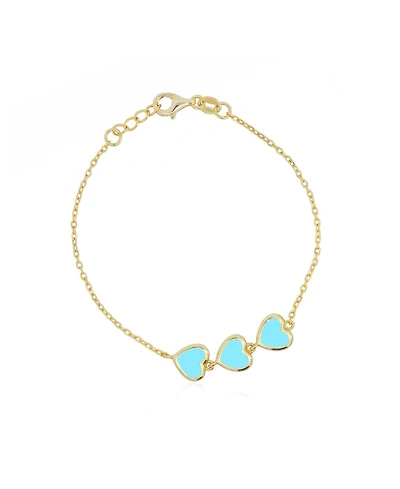 The Lovery Turquoise Trio Heart Bracelet 14K Gold-Plated Sterling Silver