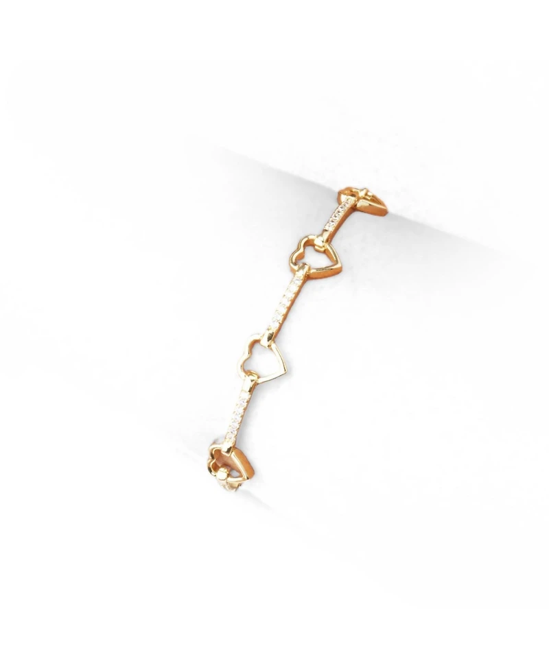 The Lovery Open Heart Cz Bar Bracelet 14K Gold Filled Over Brass
