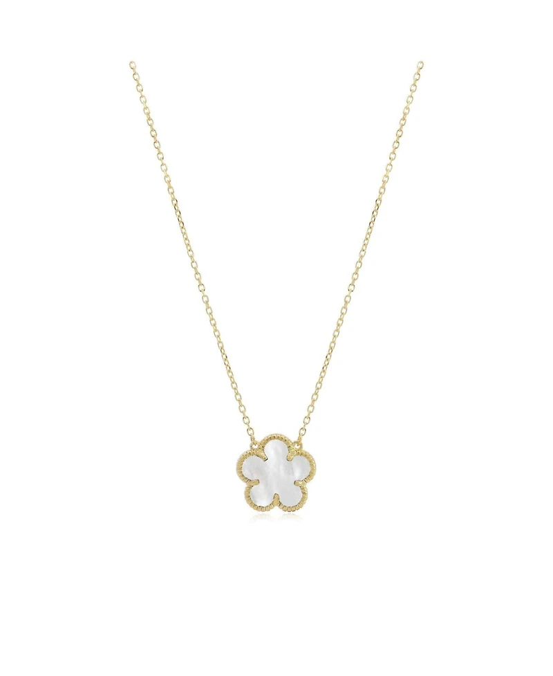 The Lovery Mother of Pearl Single Spring Flower Necklace 14K Gold-Plated Sterling Silver
