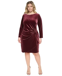 Dkny Plus Long-Sleeve Ruched Knee-Length Dress