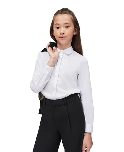 Calvin Klein Girls' 7-16 Long-Sleeve Refined Tailored Dress Shirt