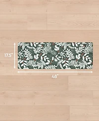 Laura Ashley Christmas Holly Leaves Non-Slip Kitchen Wellness Mat, 17.5" x 48"