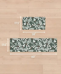 Laura Ashley Christmas Holly Leaves Non-Slip 2-Piece Kitchen Mat