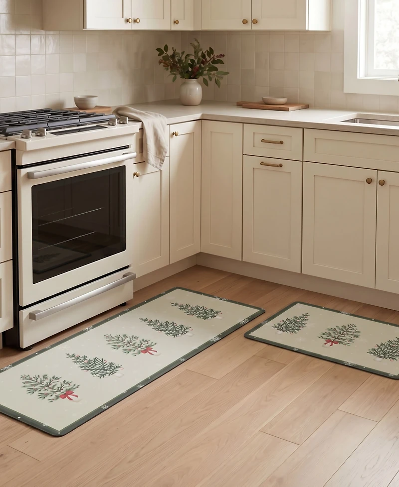 Laura Ashley Christmas Hollybrook Non-Slip 2-Piece Kitchen Mat
