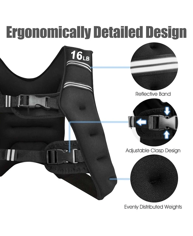 Glintex Weighted Vest, 16 lbs Neoprene with Reflective Strips