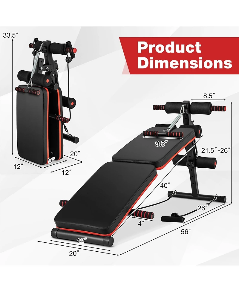 Glintex Folding Sit Up Bench with 4 Positions, Holds 330 lbs.