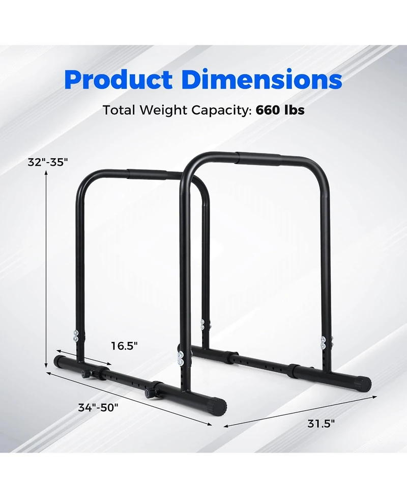 Glintex Dip Bar Station, 4 Height and 5 Width Settings, Holds 330 lbs