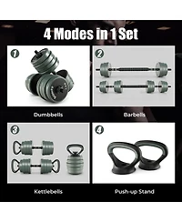 Glintex Adjustable Dumbbell Set, 4-in-1 Barbell and Kettlebell, 91.5 lbs Total