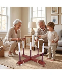 Glintex Ring Toss Game, Solid Wood with 6 Rope Rings, Ages 3 and Up