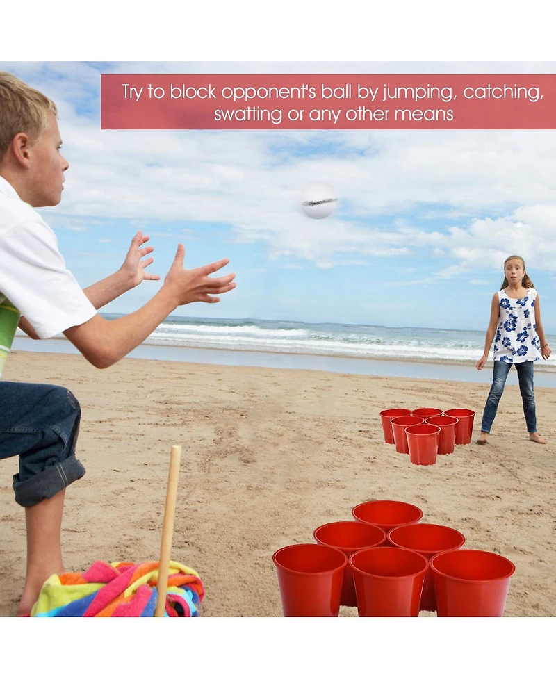 Glintex Giant Yard Pong Game Set with 12 Buckets, 2 Balls and Carry Bag