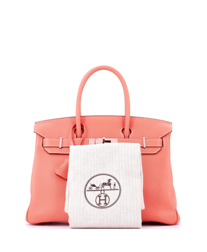 Pre-Owned Hermes Birkin 30 Handbag Pink Clemence with Palladium Hardware