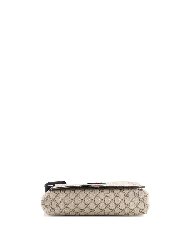 Pre-Owned Gucci Medium Web Flap Messenger Bag Gg Coated Canvas