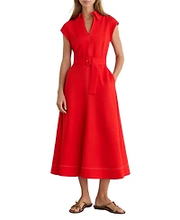 Reiss Women's Sloane Collared Belted Midi Dress