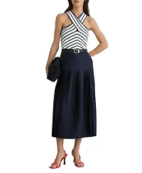 Reiss Women's Savannah Satin Pleated Midi Skirt