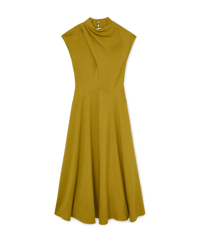 Reiss Women's Alma High-Neck Pleat-Detail Midi Dress