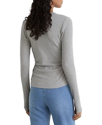 Reiss Women's Sandrine Cotton-Stretch V-Neck Ruched Top
