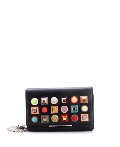 Pre-Owned Fendi Tube Wallet On Chain Studded Leather