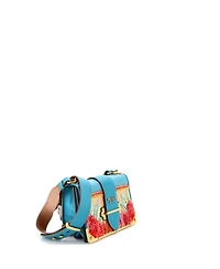 Pre-Owned Prada Small Cahier Crossbody Bag Embroidered Straw with Leather