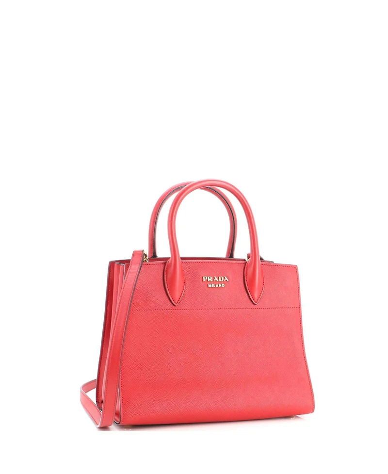 Pre-Owned Prada Small Bibliotheque Tote Saffiano with City Calf