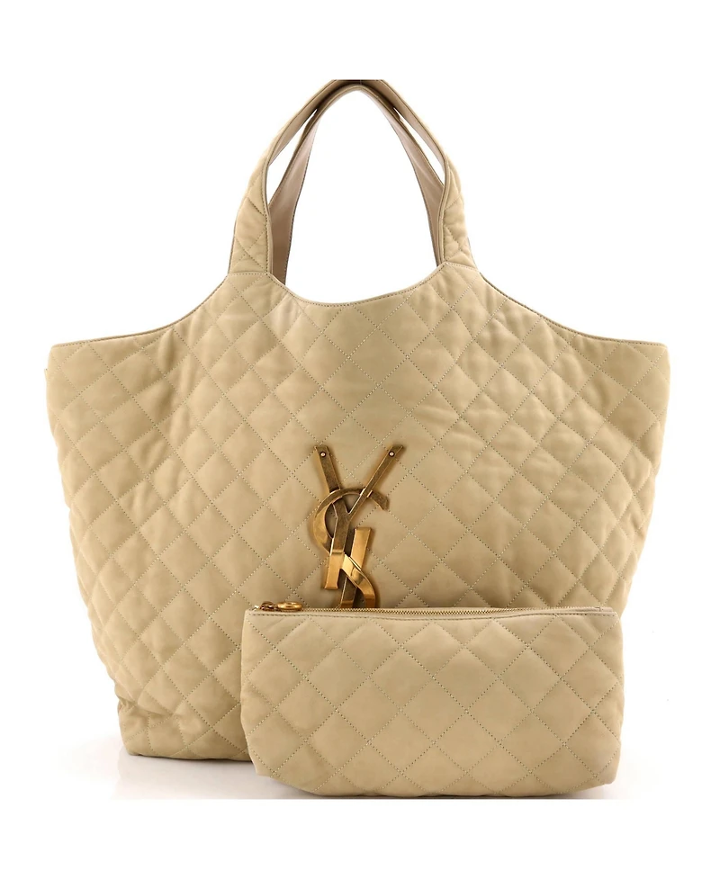 Pre-Owned Saint Laurent Maxi Icare Shopping Tote Quilted Nubuck