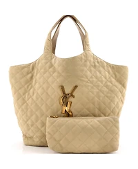 Pre-Owned Saint Laurent Maxi Icare Shopping Tote Quilted Nubuck