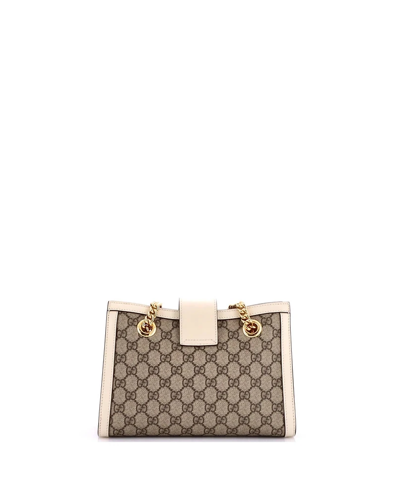 Pre-Owned Gucci Small Padlock Chain Tote Gg Coated Canvas with Leather