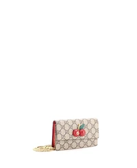 Pre-Owned Gucci Mini Cherries Wallet on Chain Gg Coated Canvas