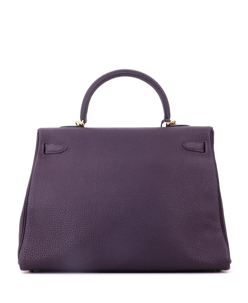 Pre-Owned Hermes Kelly 35 Handbag Purple Togo with Gold Hardware