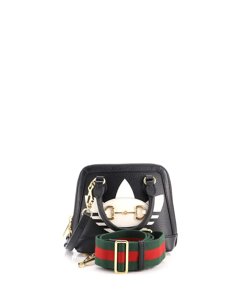Pre-Owned Gucci Mini x Adidas Horsebit 1955 Top Handle Bag Leather with Applique