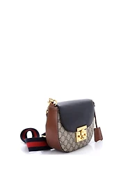 Pre-Owned Gucci Medium Padlock Saddle Shoulder Bag Gg Coated Canvas and Leather