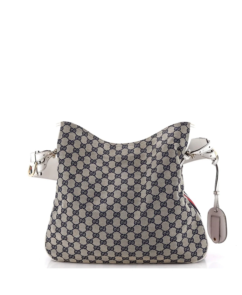 Pre-Owned Gucci Medium Heritage Web Hobo Gg Canvas