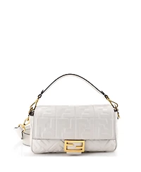 Pre-Owned Fendi Medium Baguette Nm Bag Zucca Embossed Leather