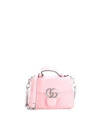 Pre-Owned Gucci Mini Gg Marmont Top Handle Flap Bag Matelasse Leather