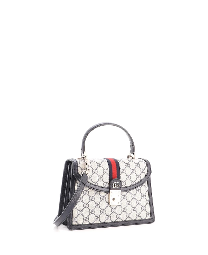 Pre-Owned Gucci Small Ophidia Flap Top Handle Bag Gg Coated Canvas