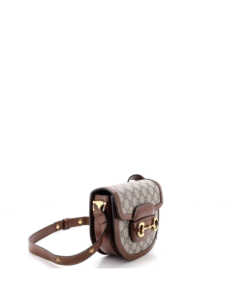 Pre-Owned Gucci Mini Horsebit 1955 Rounded Shoulder Bag Gg Coated Canvas and Leather