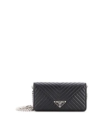 Pre-Owned Prada Small Wallet on Chain Diagramme Quilted Leather