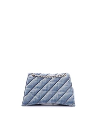 Pre-Owned Balenciaga Medium Crush Chain Flap Bag Quilted Denim