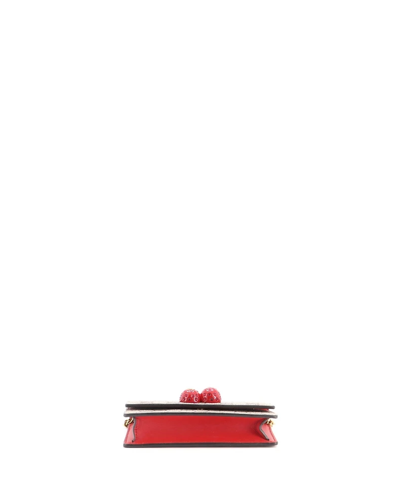 Pre-Owned Gucci Mini Cherries Wallet on Chain Gg Coated Canvas