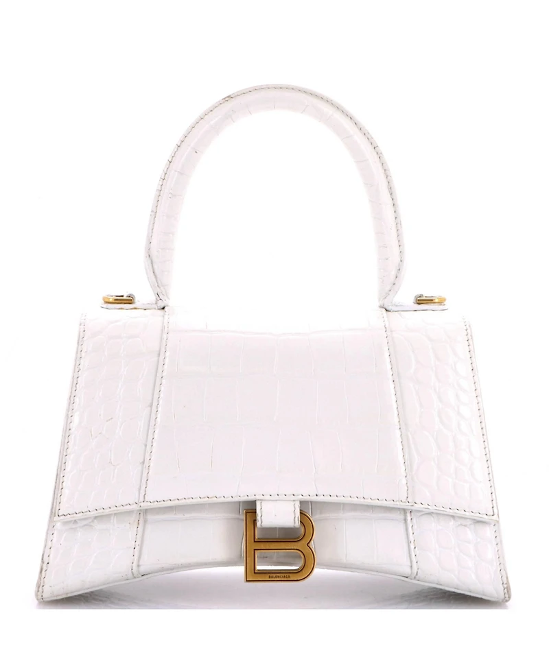 Pre-Owned Balenciaga Small Hourglass Top Handle Bag Embossed Leather