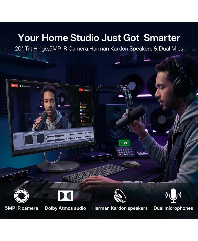 Lenovo Yoga 31.5" Uhd All-in-One, Intel Core Ultra 7 258V, Rtx 4050, 32GB Ram, 4TB Ssd, Wireless keyboard and Mouse, Wi-Fi 7, Win11 Pro, Grey