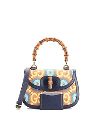 Pre-Owned Gucci Medium Bamboo 1947 Top Handle Bag Kaleidoscope Print Gg Coated Canvas