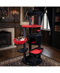 Gymax Gothic Cat Tree for Indoor Cats 60 Inch Cat Tower With Plush Perch Condo Hammock