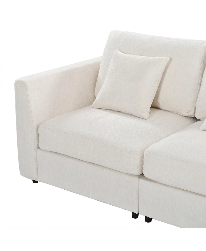 Streamdale Furniture 5-Seater Curved Modular Chenille Sectional Sofa with 4 Pillows