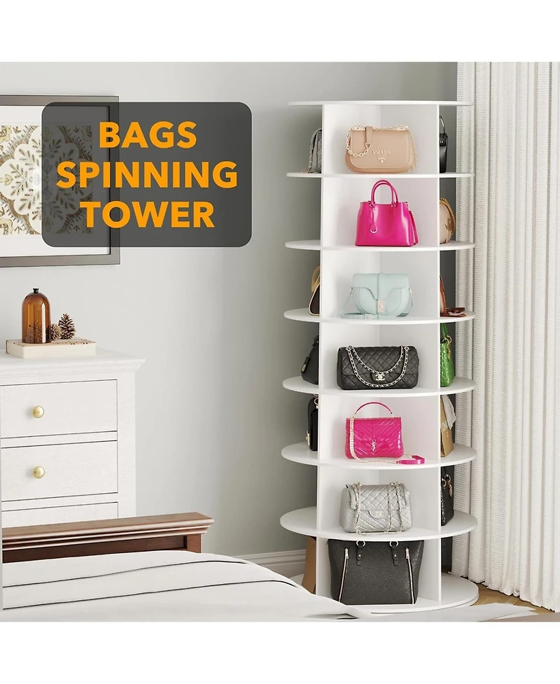 SpaceAid 7 Tier Rotating Shoe Rack Tower, 360degree(s) Spinning Shoe Organizer Carousel for Closet Storage, Vertical Shoe Display Rack