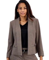 Kasper Women's Houndstooth Shawl Collar 3/4-Sleeve Blazer