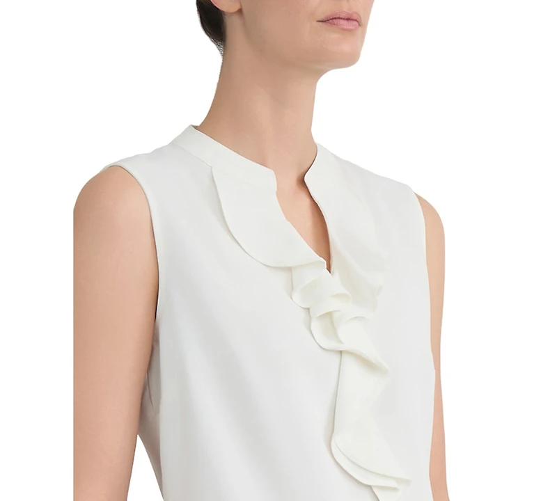 Kasper Women's Ruffled Split-Neck Sleeveless Blouse